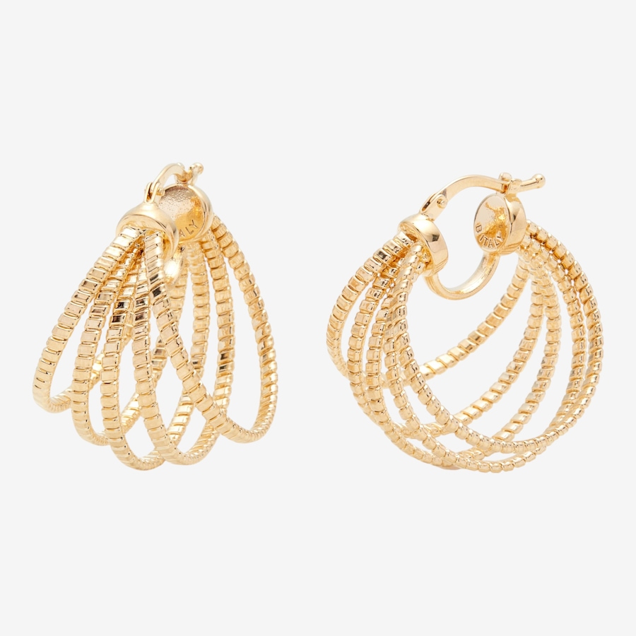 Image 116120.jpg, Product 116-120 / Price $149.99, Etrusca Gioielli 18K Yellow Gold Plate Oval Multi-Row Hoop Earrings from Etrusca Jewellery on TSC.ca's Jewellery department