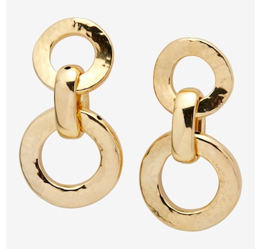 Etrusca Gioielli 18K Yellow Gold Plate Hammered Electroform Circle Dangle Earrings