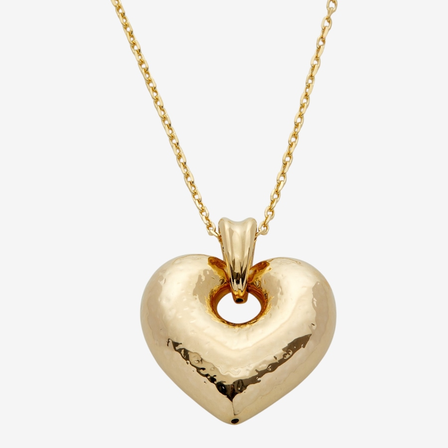 Image 116136.jpg, Product 116-136 / Price $139.99, Etrusca Gioielli 18K Yellow Gold Plate Mini Paperclip Necklace with Hammered Heart Pendant from Etrusca Jewellery on TSC.ca's Jewellery department