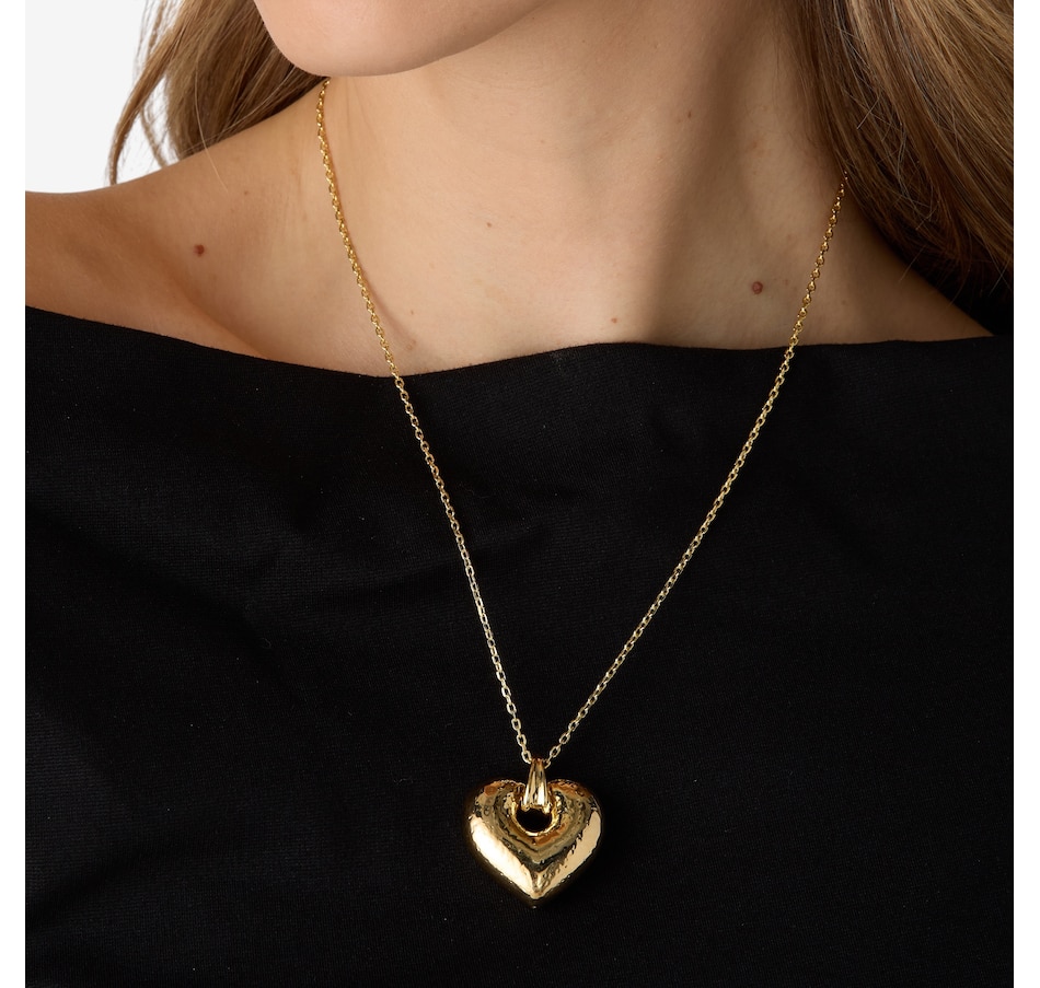 Image 116136_ALTMORE2.jpg, Product 116-136 / Price $179.99, Etrusca Gioielli 18K Yellow Gold Plate Mini Paperclip Necklace with Hammered Heart Pendant from Etrusca Jewellery on TSC.ca's Jewellery department