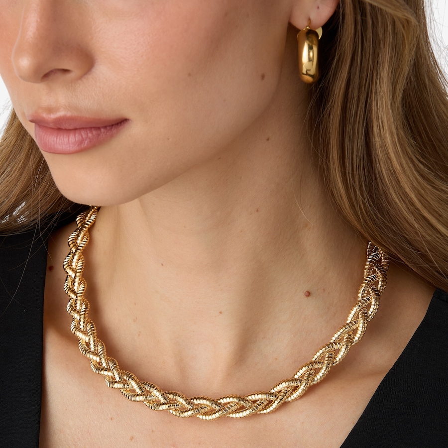 Image 116137_ALTMORE2.jpg, Product 116-137 / Price $299.99, Etrusca Gioielli 18K Yellow Gold Plate Braided Tubogas Necklace with Magnetic Clasp from Etrusca Jewellery on TSC.ca's Jewellery department