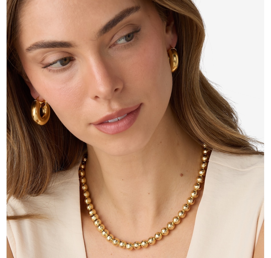 Image 116138_ALTMORE10.jpg, Product 116-138 / Price $199.99, Etrusca Gioielli 18K Yellow Gold Plate Hammered 8mm Bead Choker Necklace from Etrusca Jewellery on TSC.ca's Jewellery department