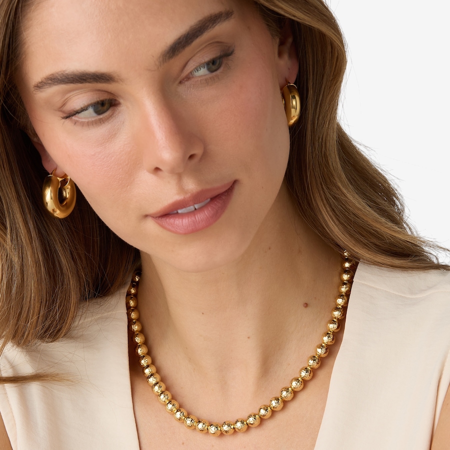 Image 116138_ALTMORE10.jpg, Product 116-138 / Price $179.99, Etrusca Gioielli 18K Yellow Gold Plate Hammered 8mm Bead Choker Necklace from Etrusca Jewellery on TSC.ca's Jewellery department