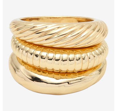 Etrusca Gioielli 18K Yellow Gold Plate Set Of Three Different Texture Bands