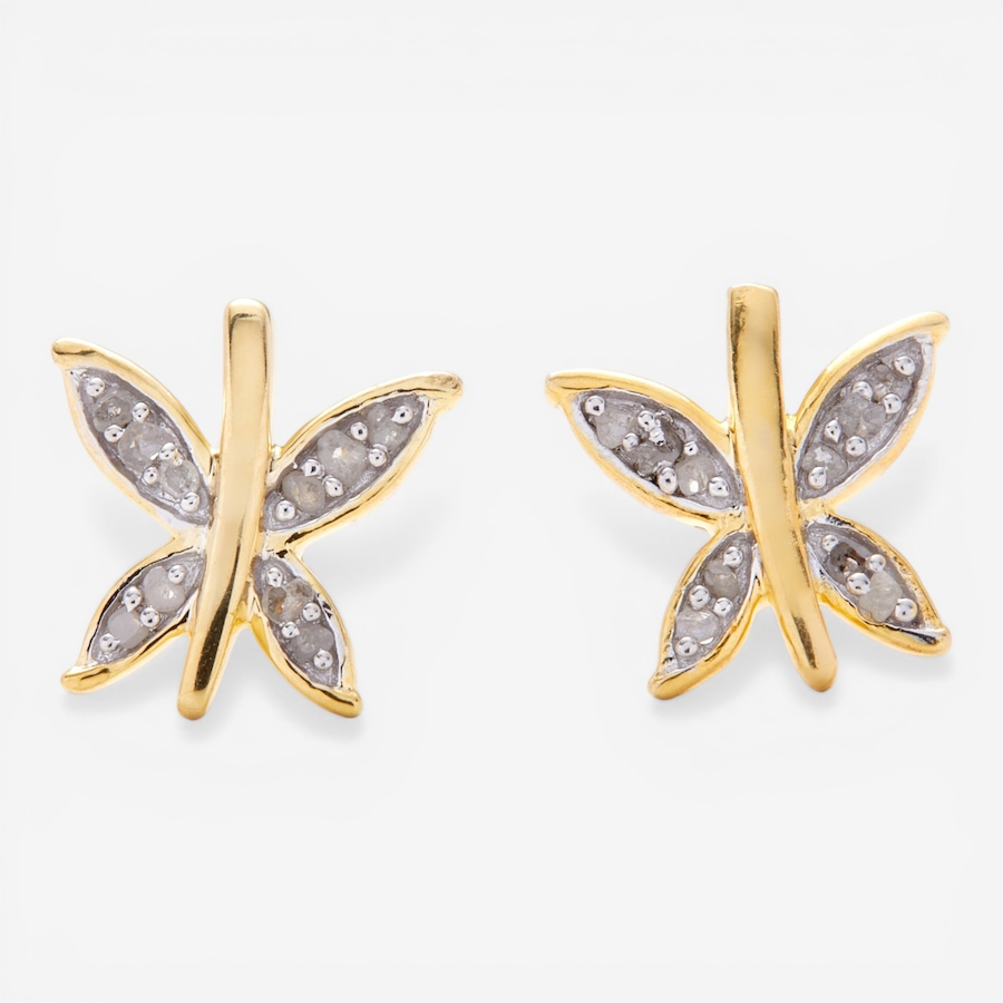 Image 116154_ALTMORE1.jpg, Product 116-154 / Price $69.99, Colours of Diamonds Sterling Silver/Yellow Gold Plate Diamond Butterfly Earrings from Colours of Diamonds on TSC.ca's Jewellery department