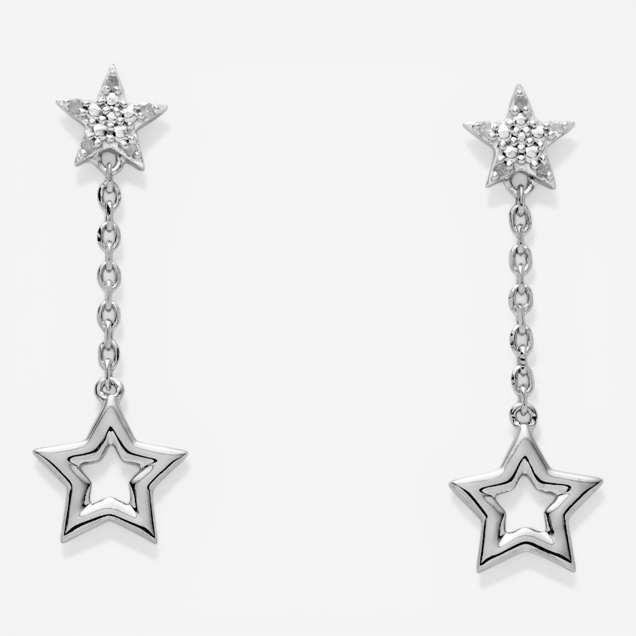 Image 116156_RHOP.jpg, Product 116-156 / Price $89.99, Colours of Diamonds Sterling Silver Star Drop Earrings from Colours of Diamonds on TSC.ca's Jewellery department