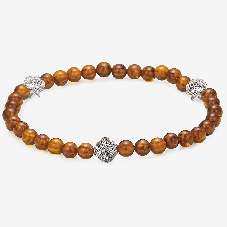Image 116166_COGSS.jpg, Product 116-166 / Price $79.99, Amber Extraordinaire Sterling Silver Amber Swirl Stretch Bracelet from Amber Extraordinaire on TSC.ca's Jewellery department