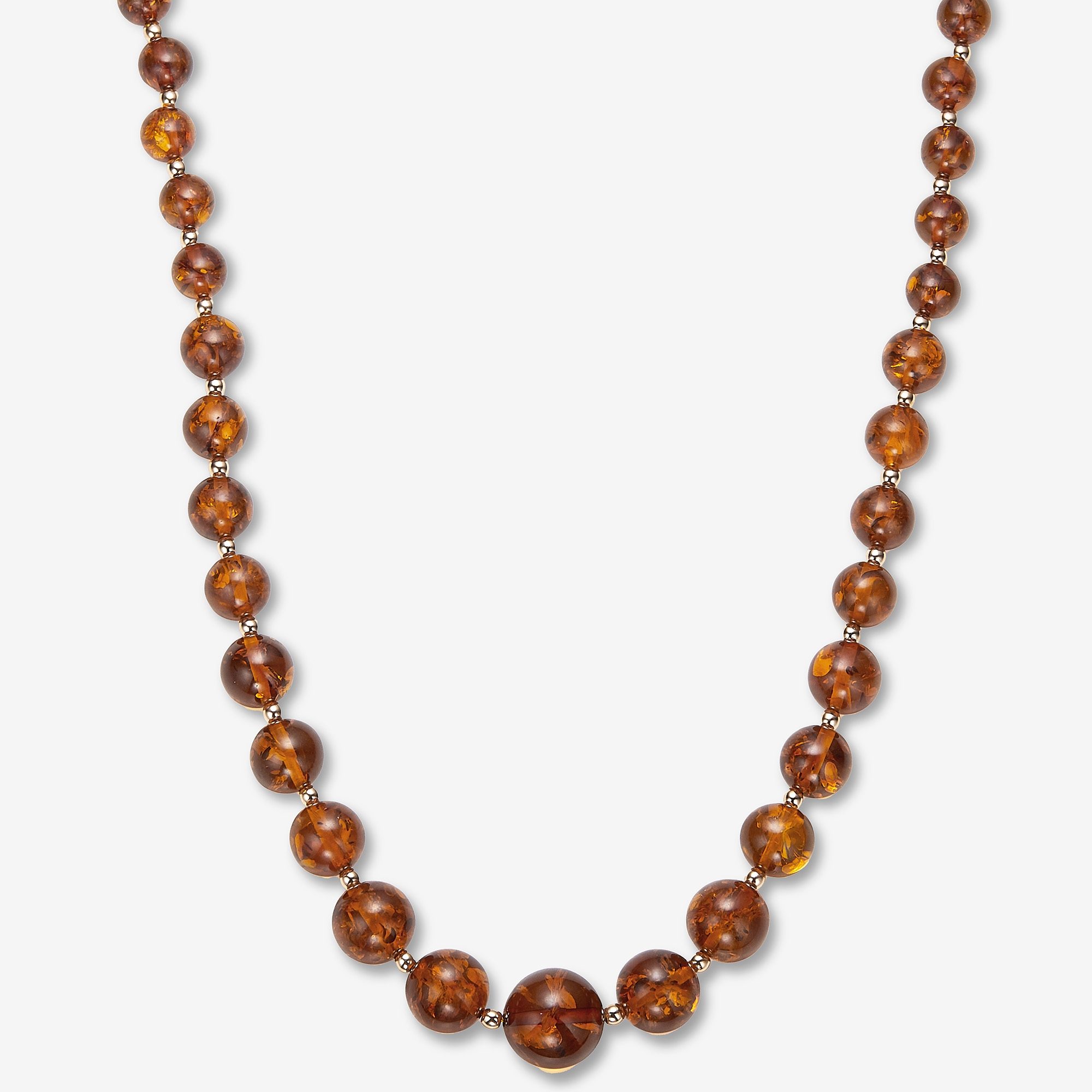 Amber Extraordinaire Sterling Silver Amber Graduated Bead Necklace
