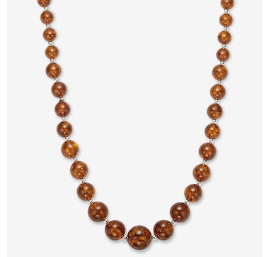 Amber Extraordinaire Sterling Silver Amber Graduated Bead Necklace