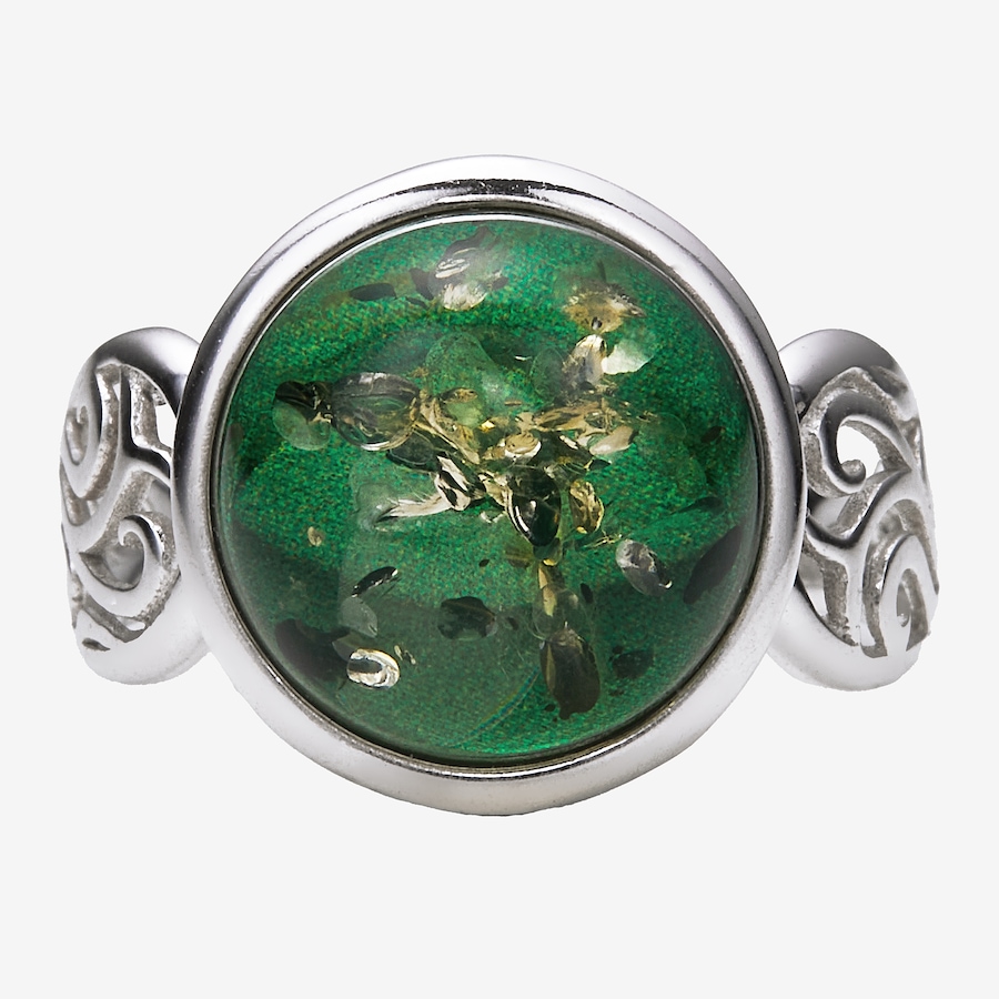 Image 116168_GRNSS.jpg, Product 116-168 / Price $99.99, Amber Extraordinaire Sterling Silver Amber Round Cabachon Ring from Amber Extraordinaire on TSC.ca's Jewellery department