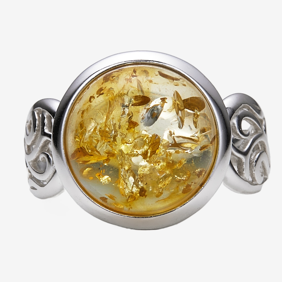 Image 116168_SRM.jpg, Product 116-168 / Price $99.99, Amber Extraordinaire Sterling Silver Amber Round Cabachon Ring from Amber Extraordinaire on TSC.ca's Jewellery department