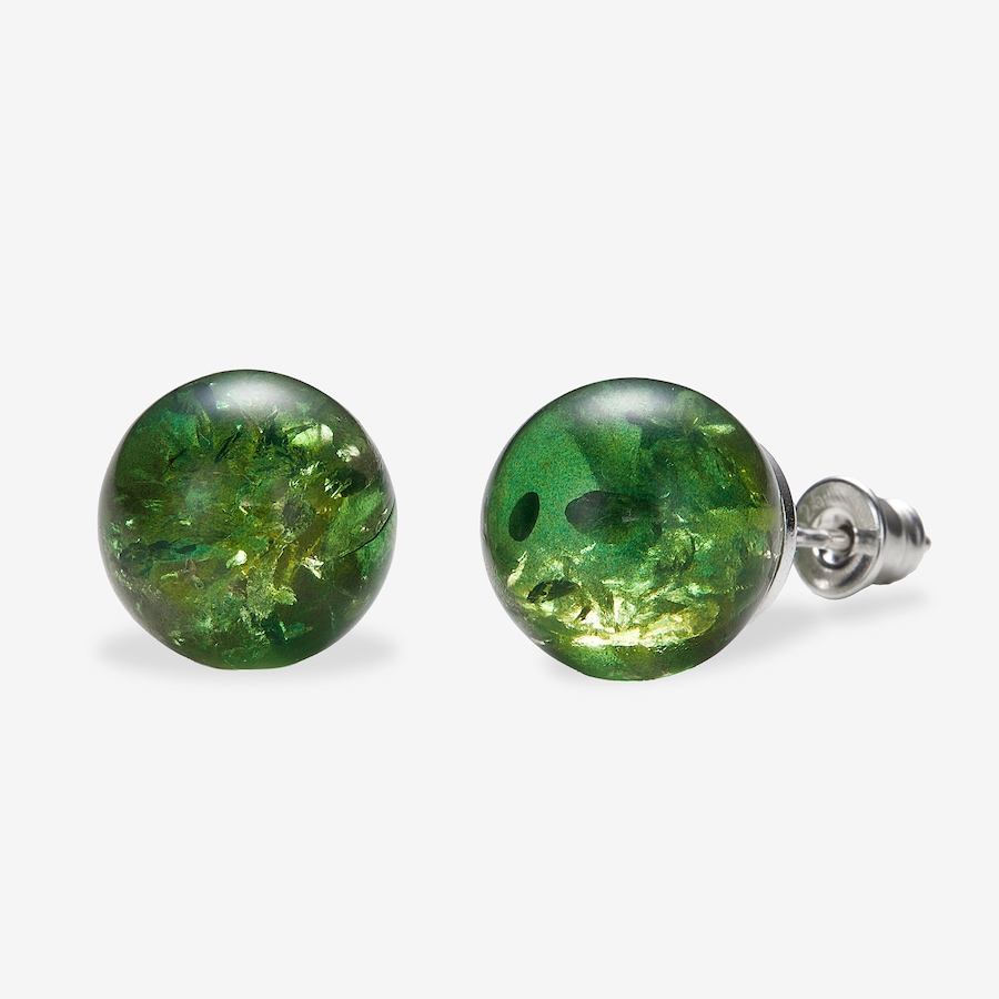 Image 116232_GRN.jpg, Product 116-232 / Price $69.99, Amber Extraordinaire Sterling Silver Amber Ball Stud 12mm Earrings from Amber Extraordinaire on TSC.ca's Jewellery department