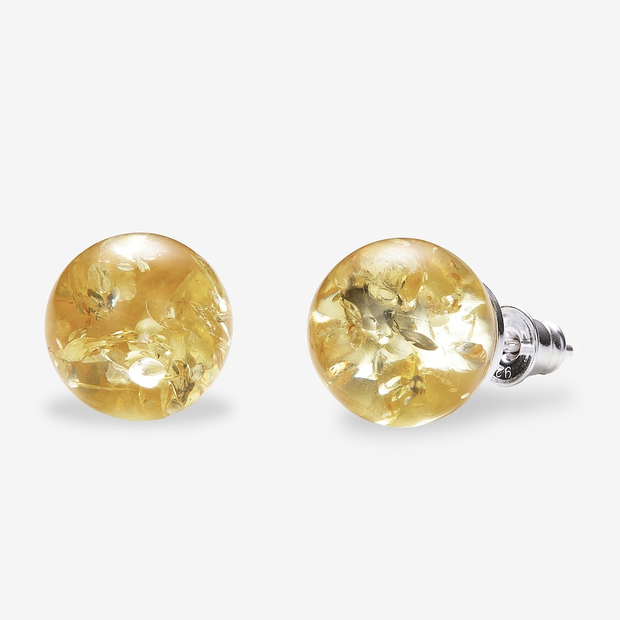 Image 116232_LEM.jpg, Product 116-232 / Price $69.99, Amber Extraordinaire Sterling Silver Amber Ball Stud 12mm Earrings from Amber Extraordinaire on TSC.ca's Jewellery department