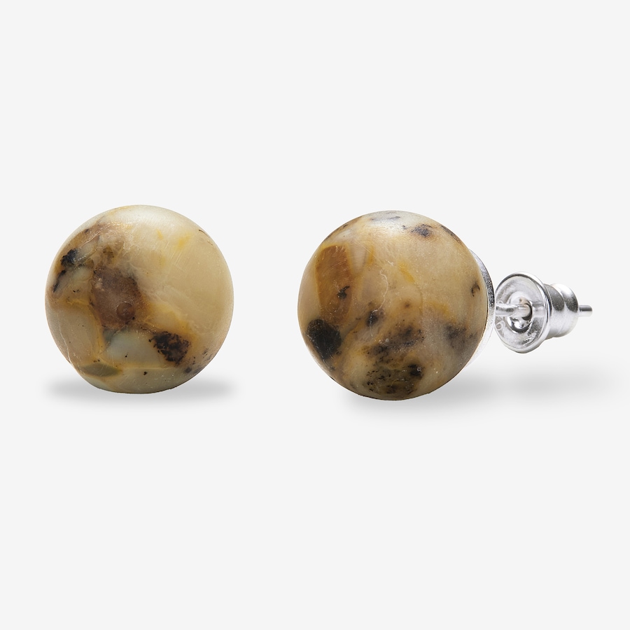 Image 116232_MRBL.jpg, Product 116-232 / Price $69.99, Amber Extraordinaire Sterling Silver Amber Ball Stud 12mm Earrings from Amber Extraordinaire on TSC.ca's Jewellery department