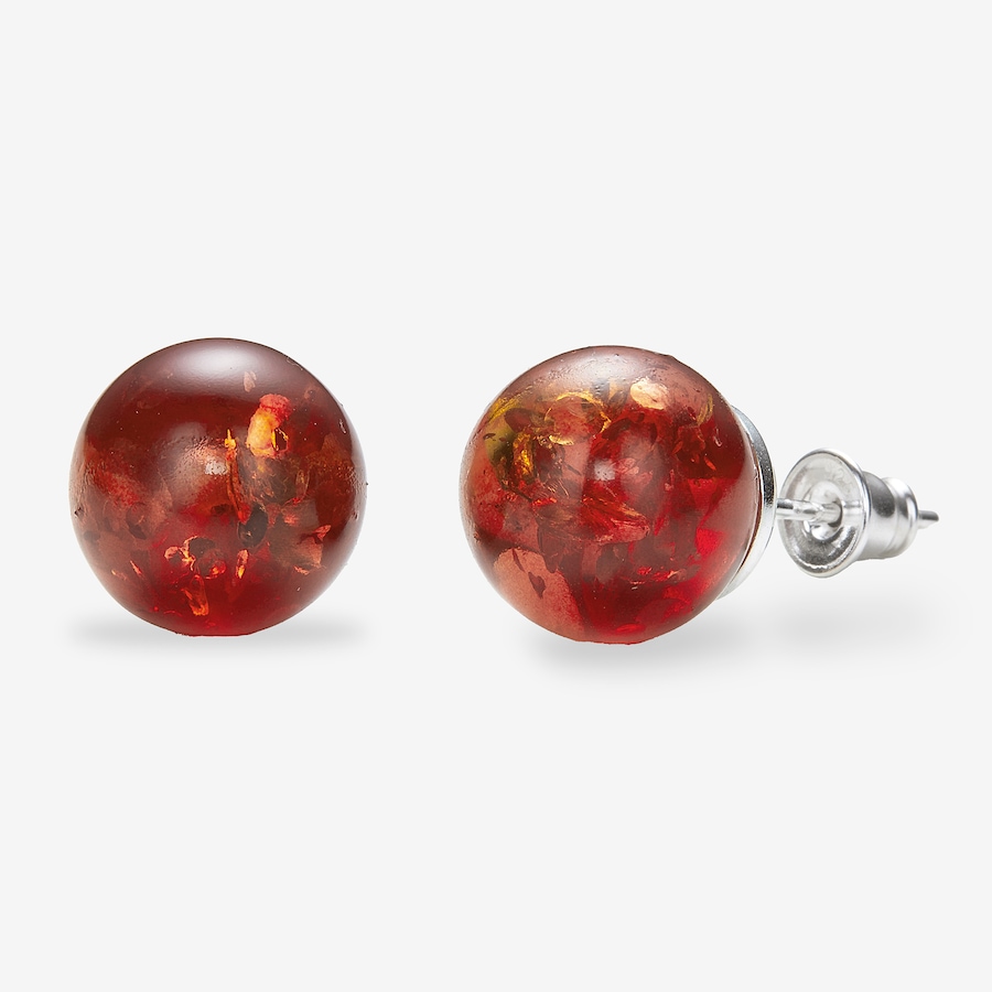 Image 116232_RED.jpg, Product 116-232 / Price $69.99, Amber Extraordinaire Sterling Silver Amber Ball Stud 12mm Earrings from Amber Extraordinaire on TSC.ca's Jewellery department