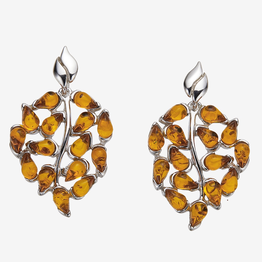 Image 116239_COG.jpg, Product 116-239 / Price $119.99,  Amber Extraordinaire Sterling Silver Multi Stone Leaf Earrings from Amber Extraordinaire on TSC.ca's Jewellery department