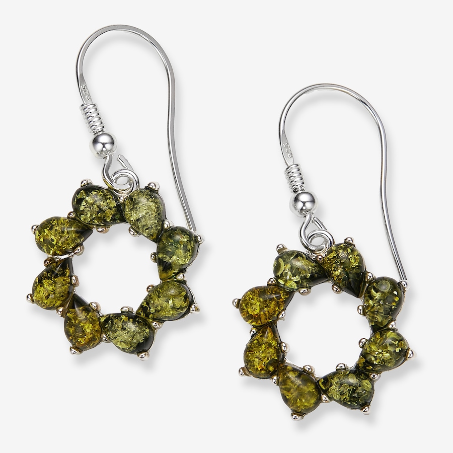 Image 116240_GRN.jpg, Product 116-240 / Price $79.99, Sterling Silver Multi Teardrop Earrings from Amber Extraordinaire on TSC.ca's Jewellery department