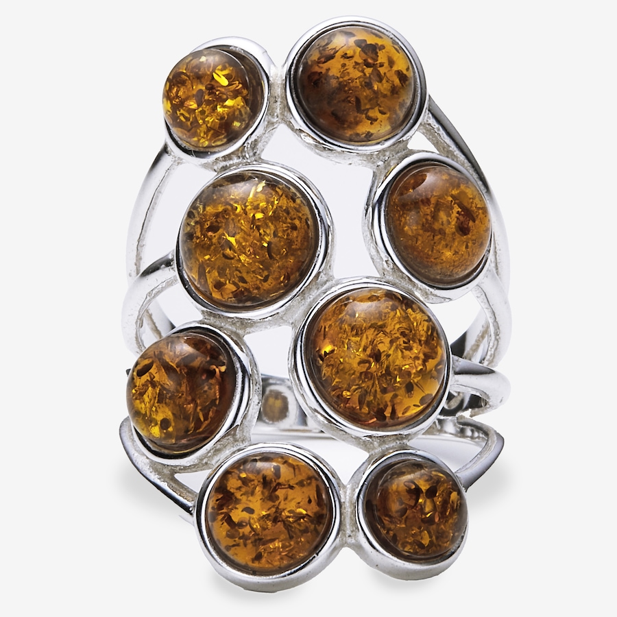 Image 116241_COGSS.jpg, Product 116-241 / Price $129.99, Amber Extraordinaire Sterling Silver Multi Stone Amber Ring from Amber Extraordinaire on TSC.ca's Jewellery department