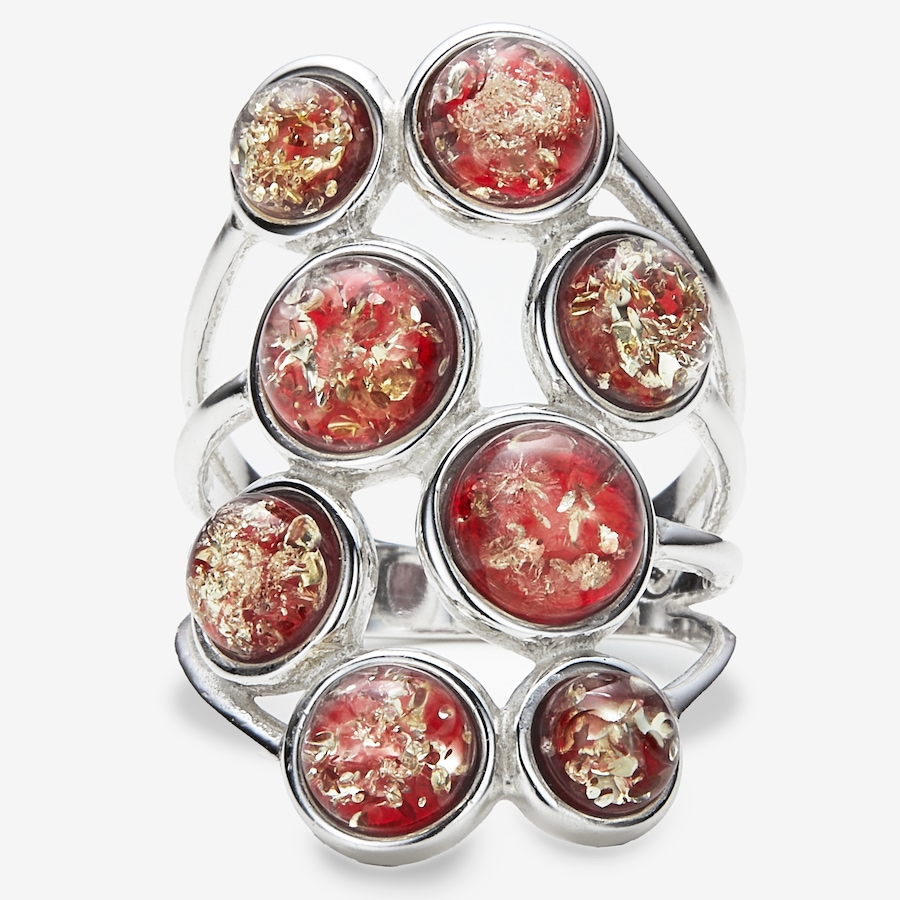 Image 116241_RSI.jpg, Product 116-241 / Price $129.99, Amber Extraordinaire Sterling Silver Multi Stone Amber Ring from Amber Extraordinaire on TSC.ca's Jewellery department