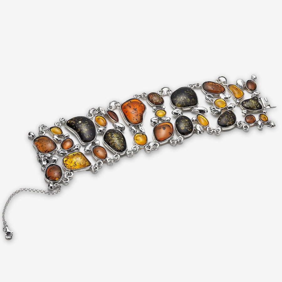 Image 116245_ALTMORE1.jpg, Product 116-245 / Price $1,299.99, Amber Extraordinaire Handmade Collection Multi Amber Stone Wide Bracelet from Amber Extraordinaire on TSC.ca's Jewellery department