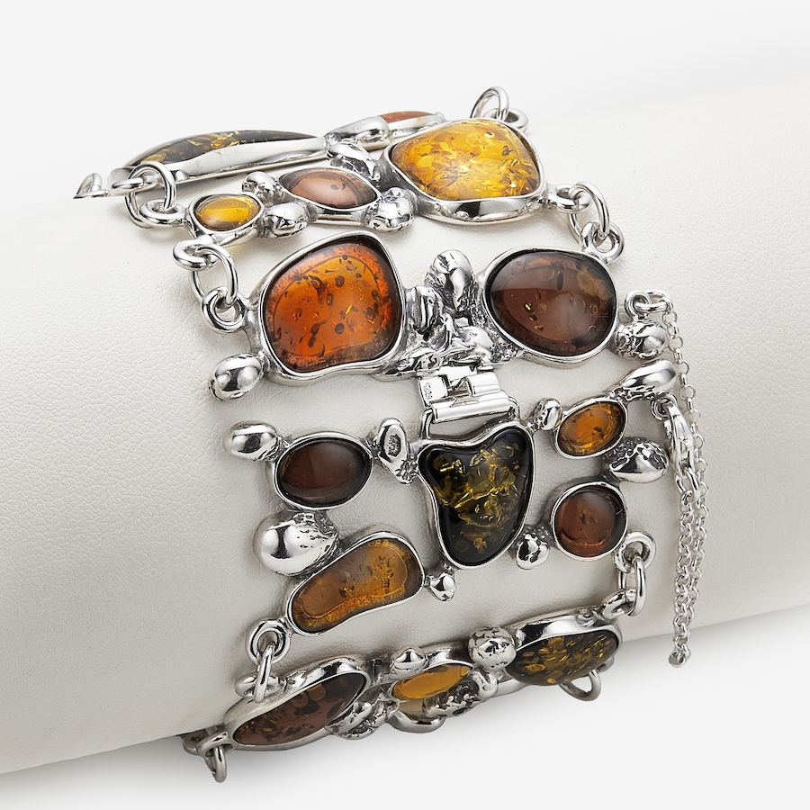 Image 116245_MTI.jpg, Product 116-245 / Price $1,299.99, Amber Extraordinaire Handmade Collection Multi Amber Stone Wide Bracelet from Amber Extraordinaire on TSC.ca's Jewellery department