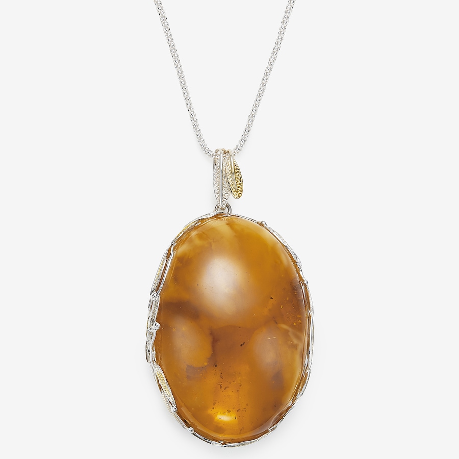Image 116249.jpg, Product 116-249 / Price $1,059.99, Amber Extraordinaire Sterling Silver Handmade Collection Amber With Yellow Gold Plate Accents Pendant from Amber Extraordinaire on TSC.ca's Jewellery department