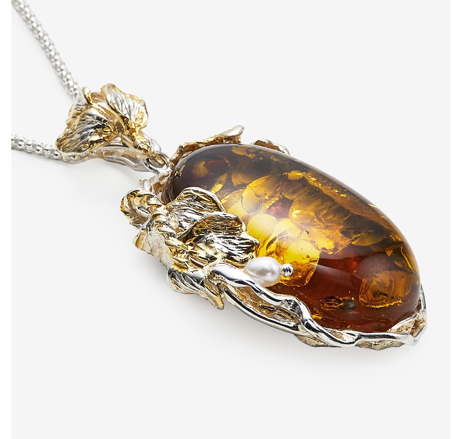Image 116252_ALTMORE1.jpg, Product 116-252 / Price $729.99, Amber Extraordinaire Sterling Silver Handmade Collection Amber And Pearl Pendant from Amber Extraordinaire on TSC.ca's Jewellery department