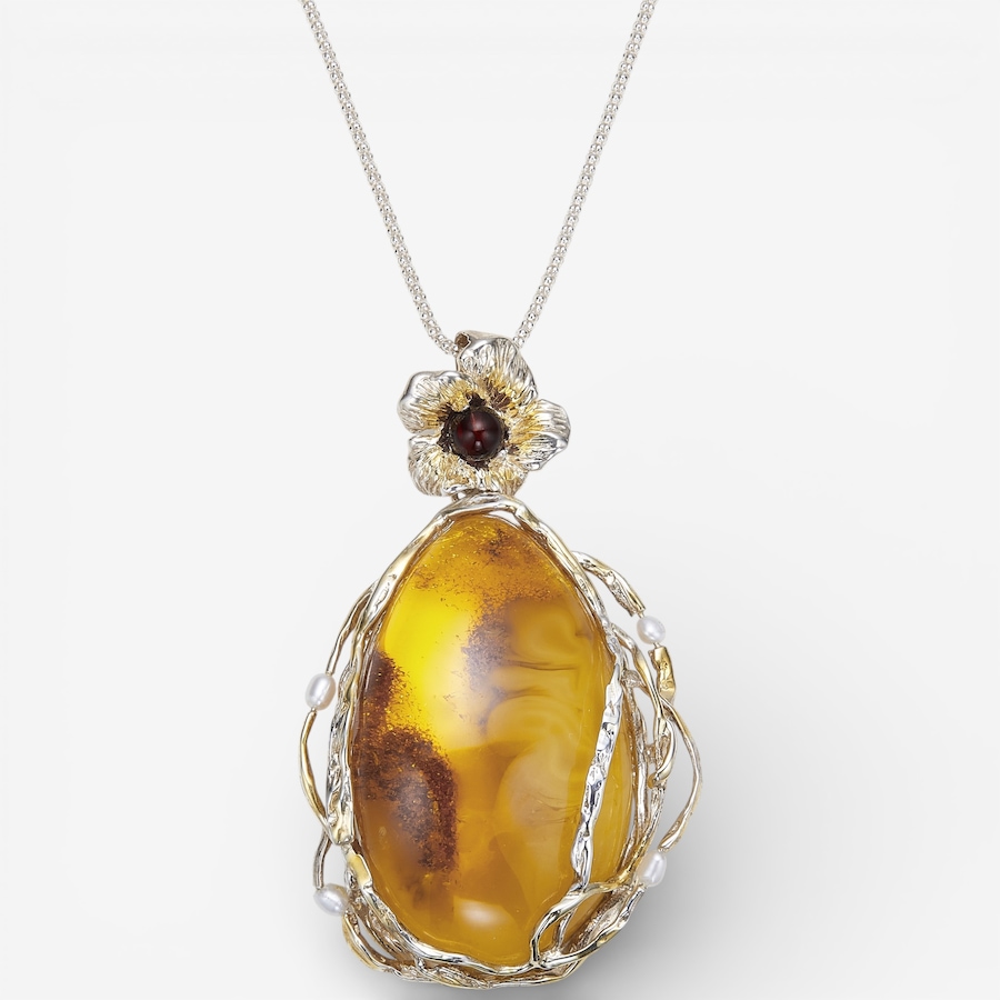 Image 116253.jpg, Product 116-253 / Price $1,119.99, Amber Extraordinaire Sterling Silver Handmade Collection Honey Amber Fossil Imprint Pendant from Amber Extraordinaire on TSC.ca's Jewellery department