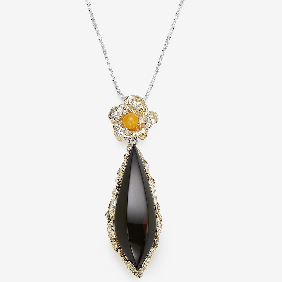 Image 116254.jpg, Product 116-254 / Price $879.99, Amber Extraordinaire Sterling Silver Handmade Collection Flower Pendant With Long Freeform Amber from Amber Extraordinaire on TSC.ca's Jewellery department