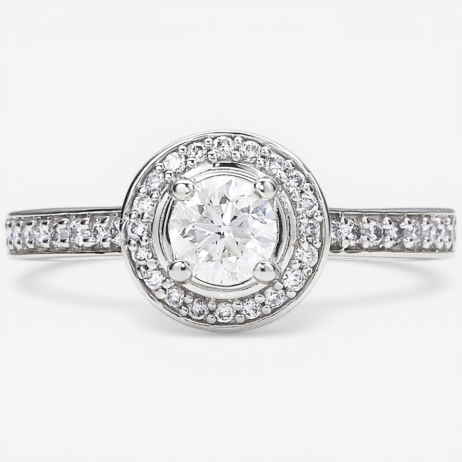 Image 116278.jpg, Product 116-278 / Price $4,899.33, 19K White Gold 0.80ctw Diamond Halo Ring from The Vault on TSC.ca's Jewellery department