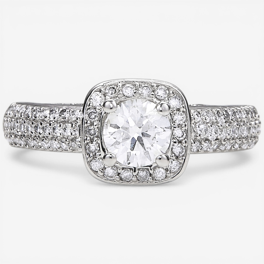 Image 116280.jpg, Product 116-280 / Price $7,599.99, 19K White Gold 1.18ctw Cushion Shape Diamond Halo Ring from The Vault on TSC.ca's Jewellery department