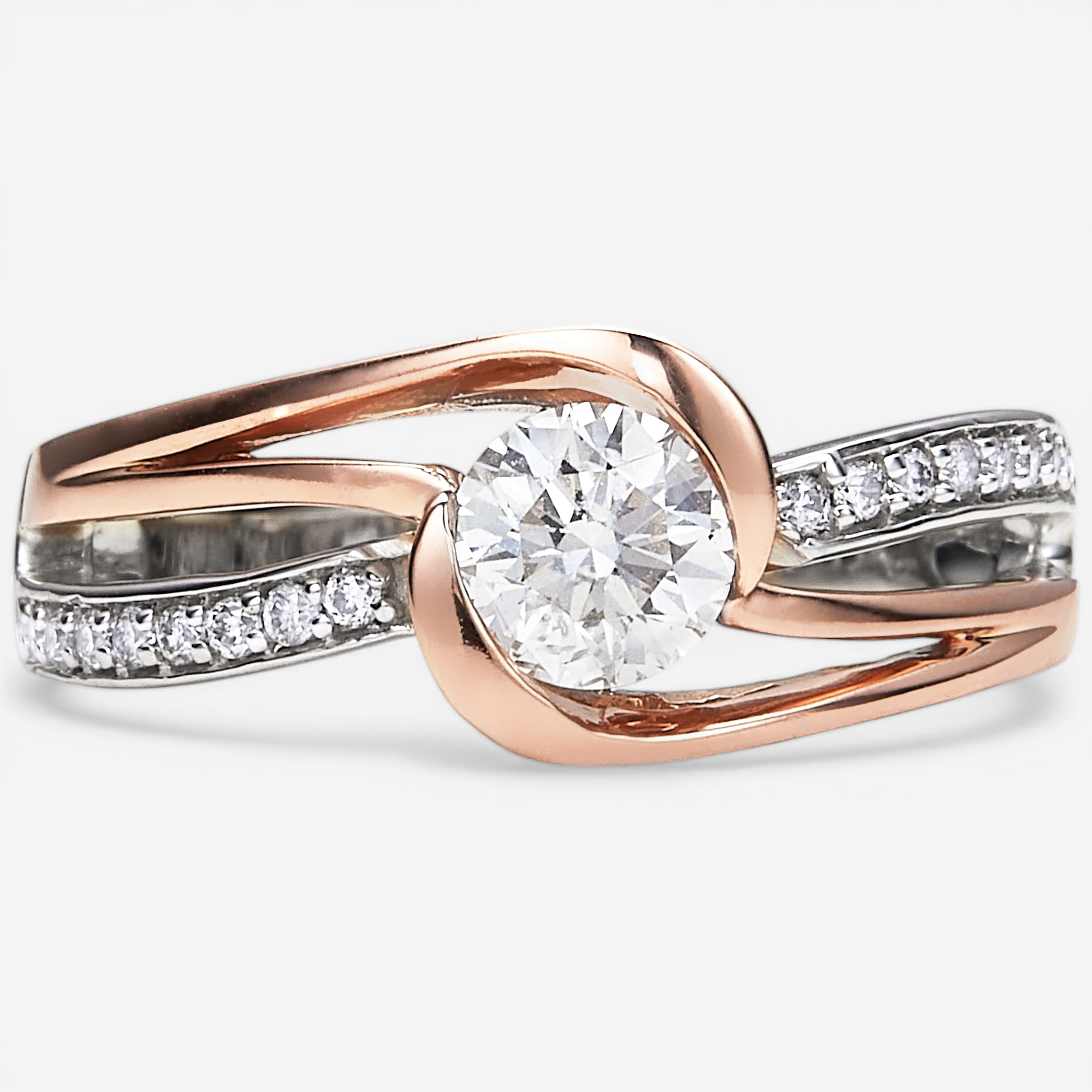 19K Two Tone Gold 0.70ctw Diamond Bypass Ring - TSC.ca