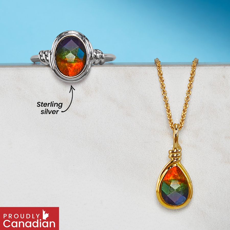 Image 116289_ALTMORE100.jpg, Product 116-289 / Price $299.99, Canadian Ammolite Gems Sterling Silver Shaped Ammolite Statement Ring from Canadian Ammolite Gems on TSC.ca's Jewellery department