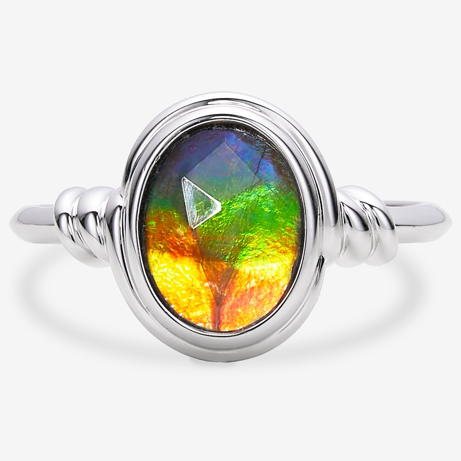 Image 116289_RHOVL.jpg, Product 116-289 / Price $299.99, Canadian Ammolite Gems Sterling Silver Shaped Ammolite Statement Ring from Canadian Ammolite Gems on TSC.ca's Jewellery department