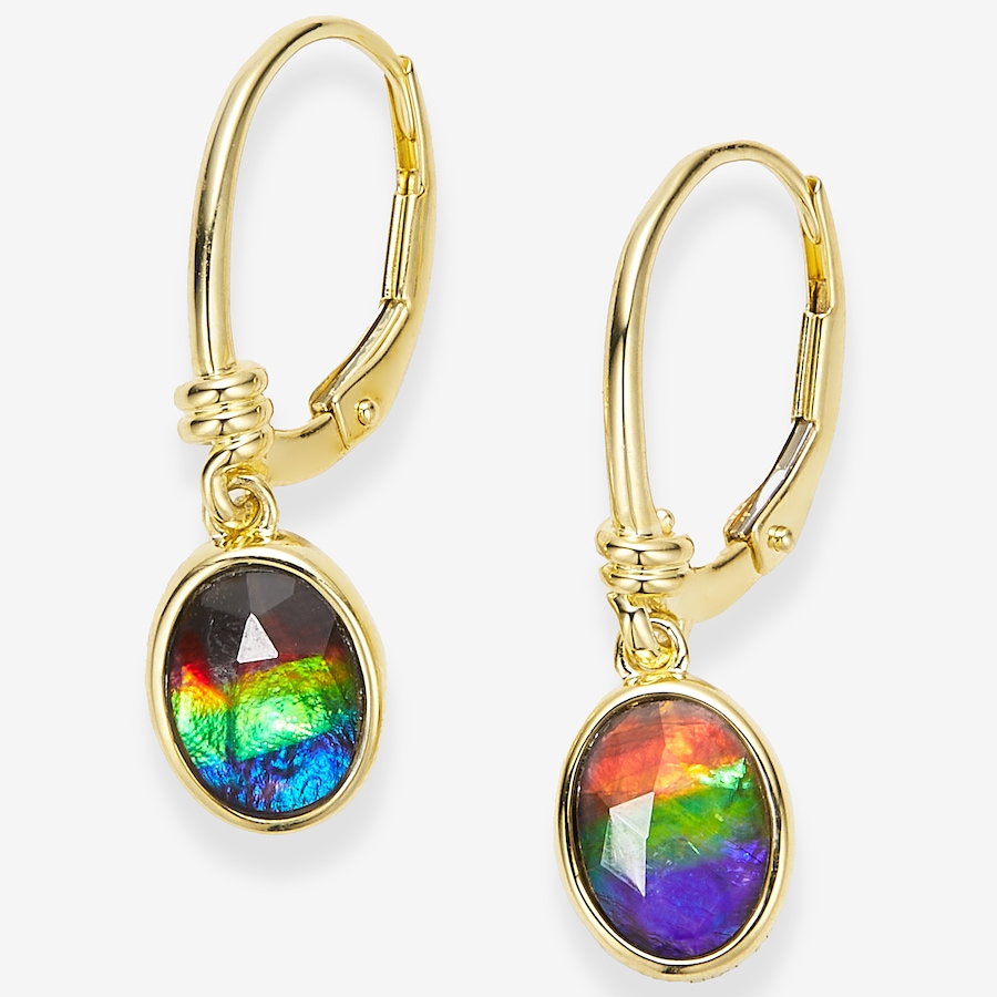 Image 116291_GPOVL.jpg, Product 116-291 / Price $419.99, Canadian Ammolite Gems Sterling Silver Shaped Ammolite Leverback Dangle Earrings from Canadian Ammolite Gems on TSC.ca's Jewellery department