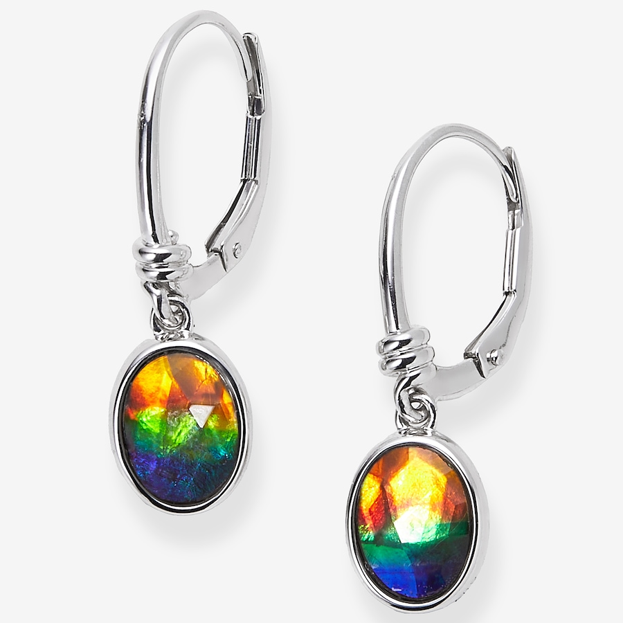 Image 116291_RHOVL.jpg, Product 116-291 / Price $419.99, Canadian Ammolite Gems Sterling Silver Shaped Ammolite Leverback Dangle Earrings from Canadian Ammolite Gems on TSC.ca's Jewellery department