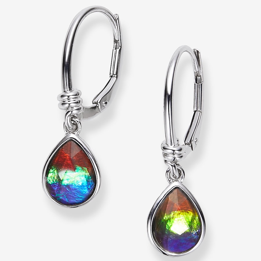 Image 116291_RHTD.jpg, Product 116-291 / Price $419.99, Canadian Ammolite Gems Sterling Silver Shaped Ammolite Leverback Dangle Earrings from Canadian Ammolite Gems on TSC.ca's Jewellery department