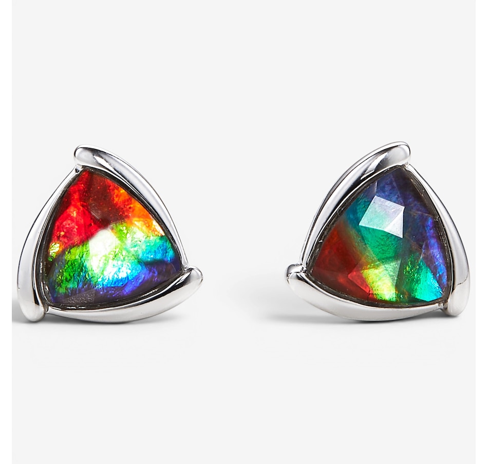 Image 116293.jpg, Product 116-293 / Price $429.99, Canadian Ammolite Gems Sterling Silver Ammolite Trillion Statement Stud Earrings from Canadian Ammolite Gems on TSC.ca's Jewellery department
