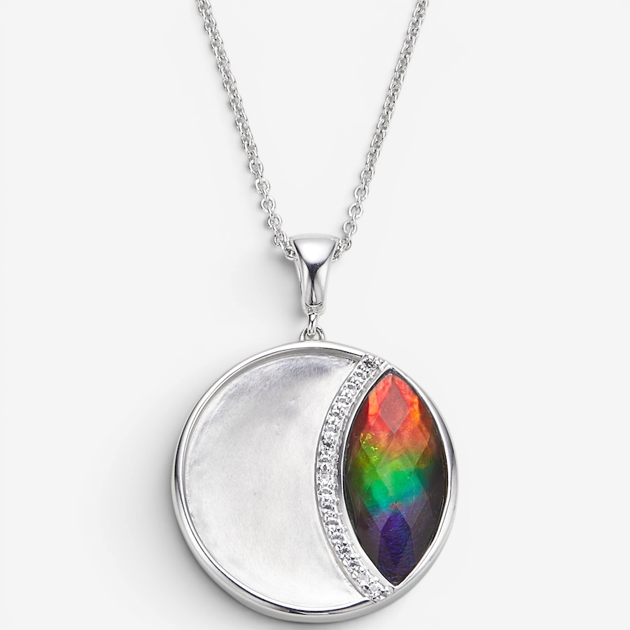 Image 116301_RHOP.jpg, Product 116-301 / Price $749.99, Canadian Ammolite Gems Sterling Silver Marquise Ammolite With White Topaz from Canadian Ammolite Gems on TSC.ca's Jewellery department