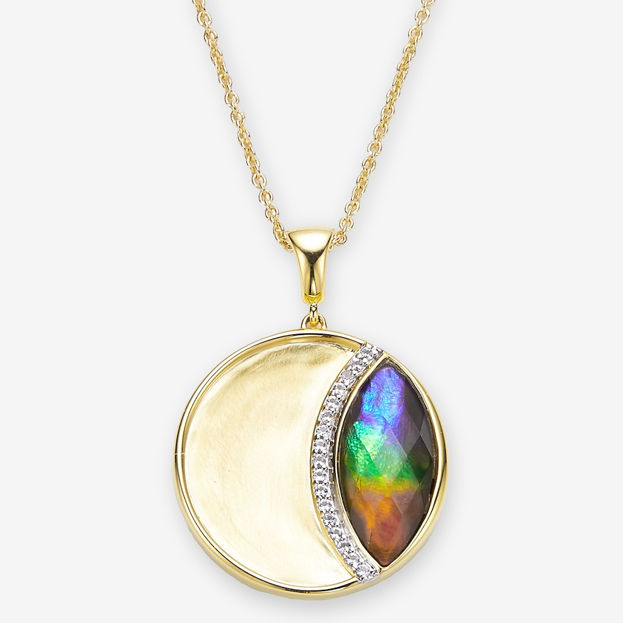 Image 116301_YGP.jpg, Product 116-301 / Price $749.99, Canadian Ammolite Gems Sterling Silver Marquise Ammolite With White Topaz from Canadian Ammolite Gems on TSC.ca's Jewellery department