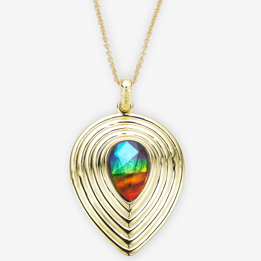 Image 116307_YGP.jpg, Product 116-307 / Price $699.99, Canadian Ammolite Gems Sterling Silver Ammolite Stepped Pendant With Chain from Canadian Ammolite Gems on TSC.ca's Jewellery department