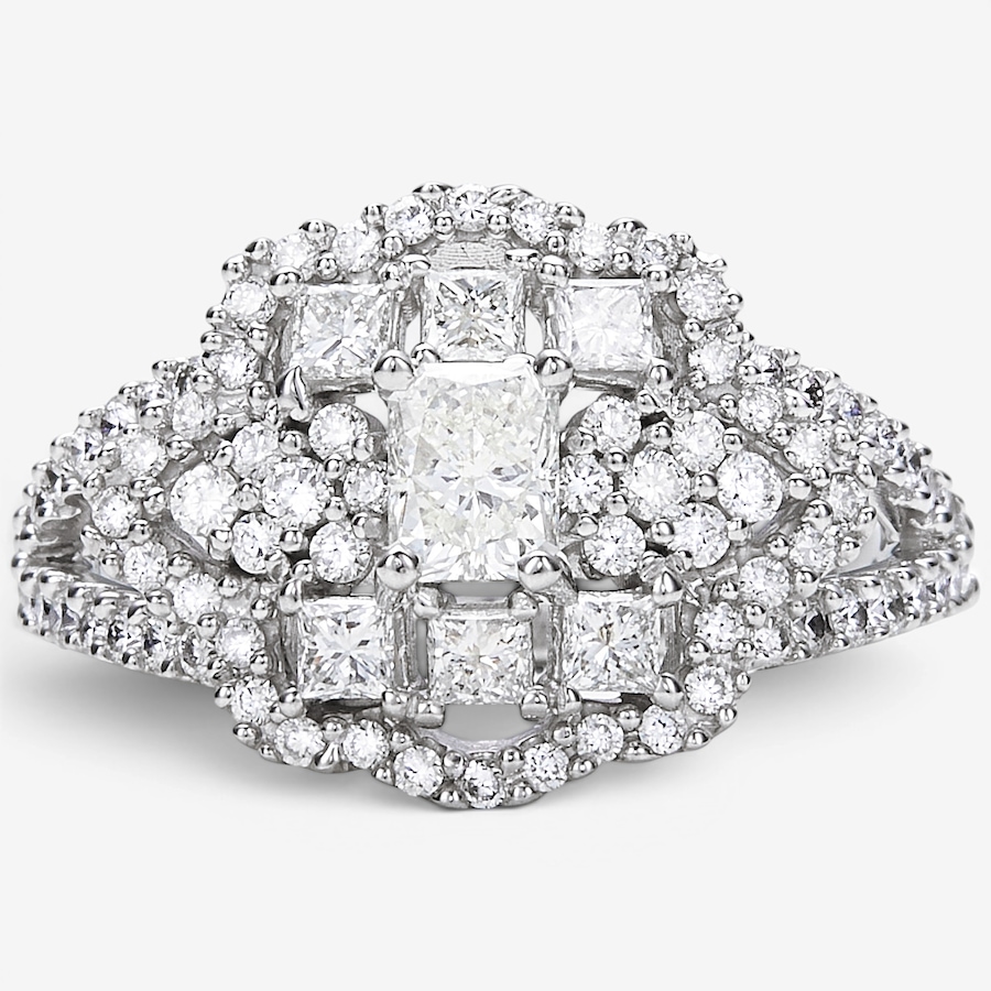 Image 116448.jpg, Product 116-448 / Price $3,299.33, 14K White Gold Radiant Center Cluster Diamond Ring from The Vault on TSC.ca's Jewellery department