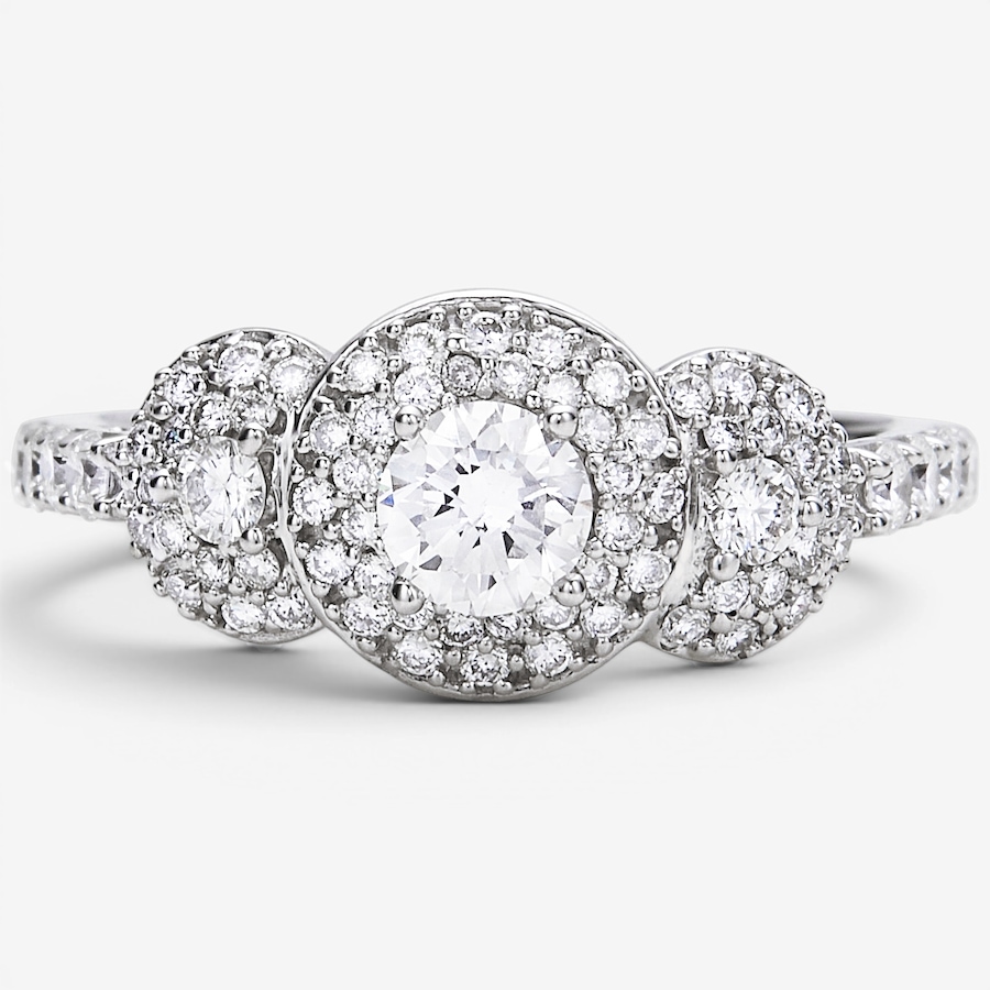 Image 116450.jpg, Product 116-450 / Price $2,899.33, 14K Two Tone Gold Halo Trinity Diamond Ring from The Vault on TSC.ca's Jewellery department
