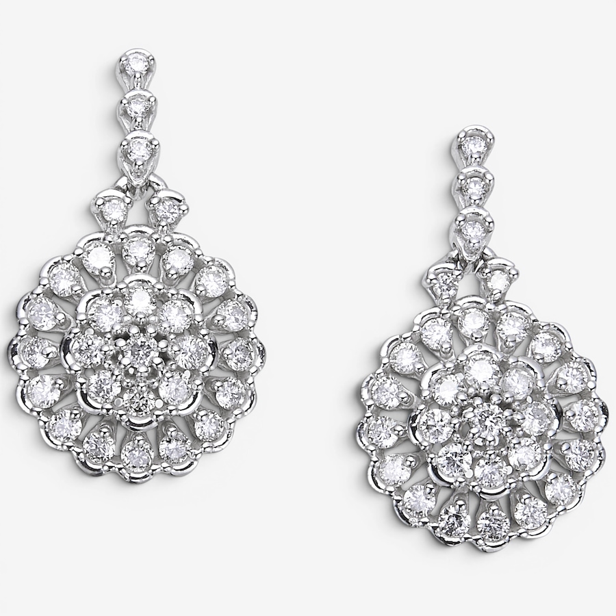 Image 116452.jpg, Product 116-452 / Price $1,799.99, 14K White Gold Diamond Cluster Drop Earrings from The Vault on TSC.ca's Jewellery department