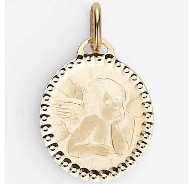 Trugold 10K Yellow Gold Cherub Medal Pendant