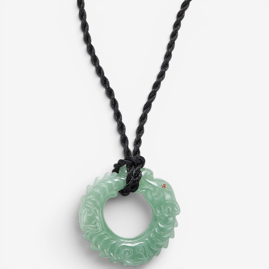 Image 116482.jpg, Product 116-482 / Price $179.99, Roz Kwan Sterling Silver Green Jade Carved Dragon With Garnet Eye Pendant And Satin Cord from Roz Kwan Jewellery Collection on TSC.ca's Jewellery department