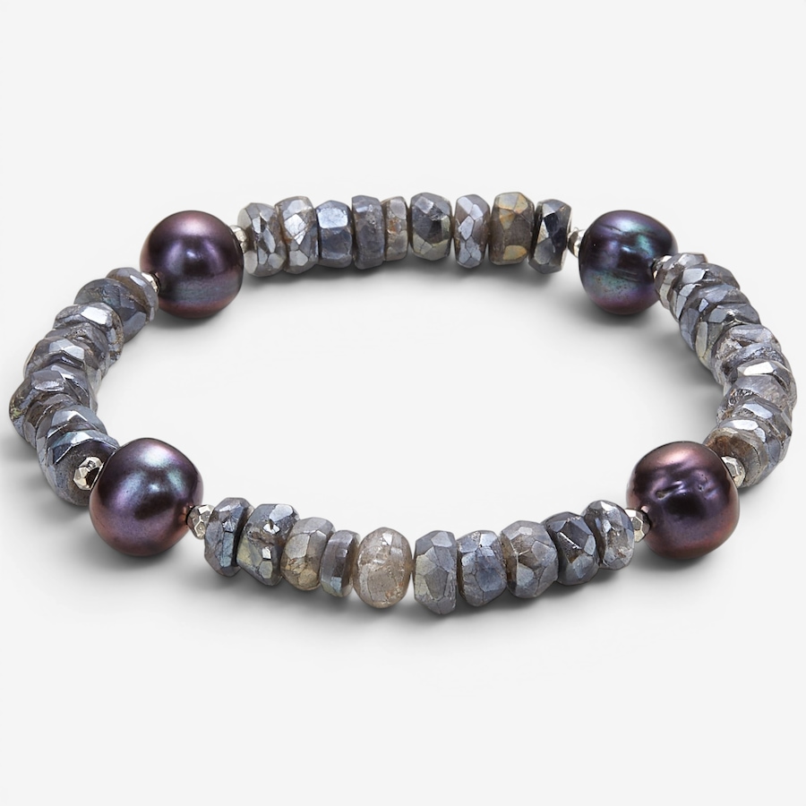 Image 116483.jpg, Product 116-483 / Price $79.99, Roz Kwan Sterling Silver Freshwater Pearl, Labradorite And Silver Hematite Stretch Bracelet from Roz Kwan Jewellery Collection on TSC.ca's Jewellery department