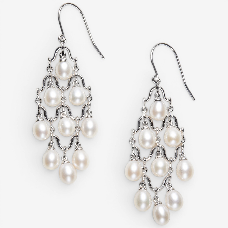 Image 116491.jpg, Product 116-491 / Price $139.99, Roz Kwan Sterling Silver Rhodium Plate Drop White Freshwater Pearl Earrings from Roz Kwan Jewellery Collection on TSC.ca's Jewellery department
