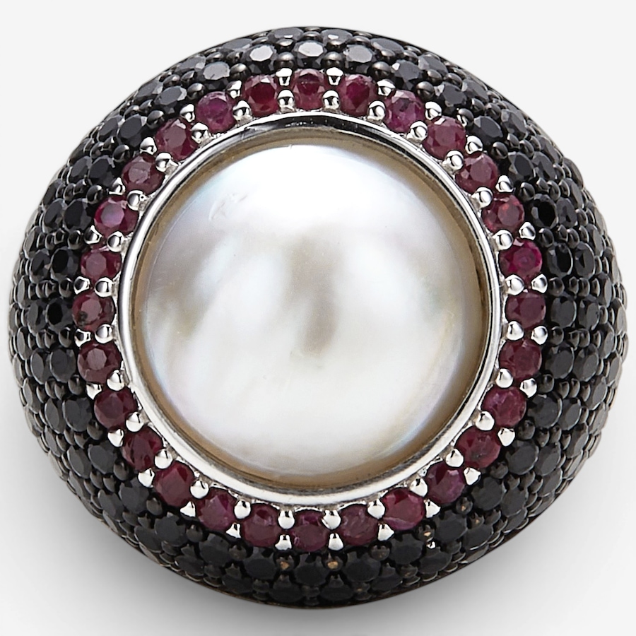 Image 116496.jpg, Product 116-496 / Price $279.99,  Roz Kwan Sterling Silver Australian Mabe With Spinel And Ruby Cigar Band from Roz Kwan Jewellery Collection on TSC.ca's Jewellery department