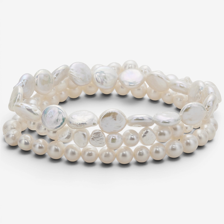 Image 116509.jpg, Product 116-509 / Price $49.99, Roz Kwan Multi Shape White Pearl Set Of 3 Stretch Bracelets from Roz Kwan Jewellery Collection on TSC.ca's Jewellery department